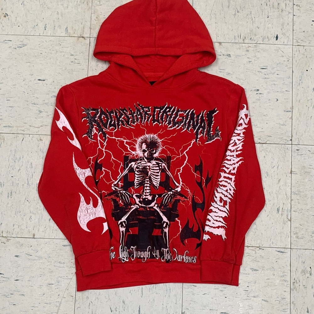 Red Graphic Skeleton Hoodie Sweatshirt for Men